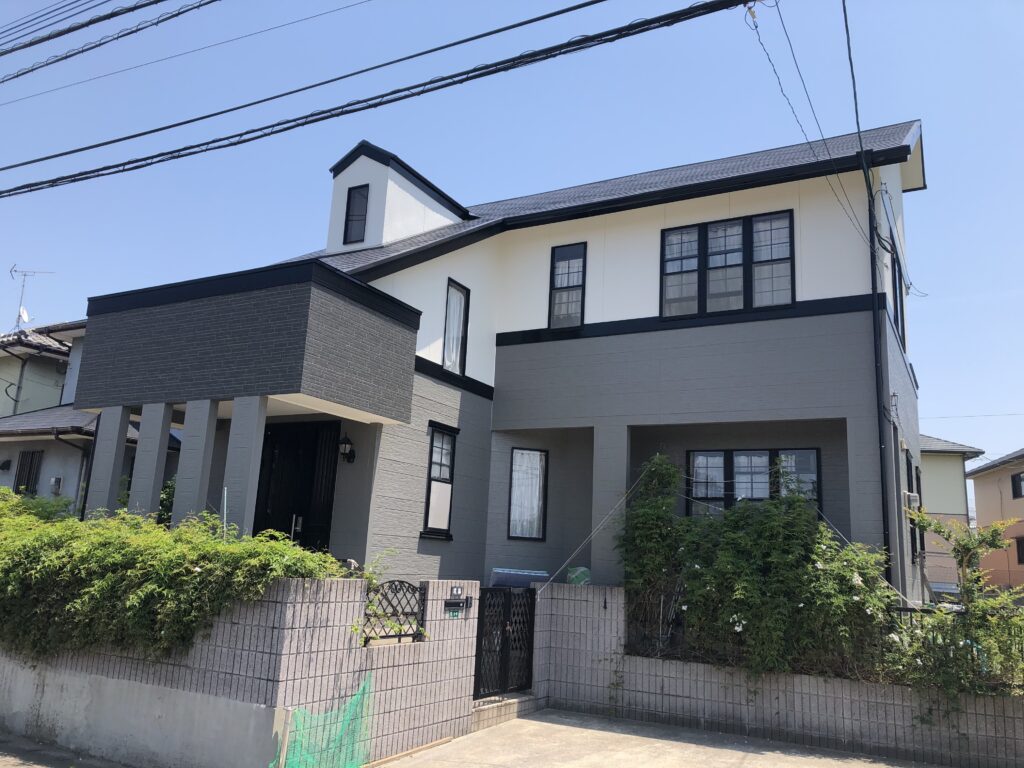 粕屋町の外壁塗装、施工後の写真